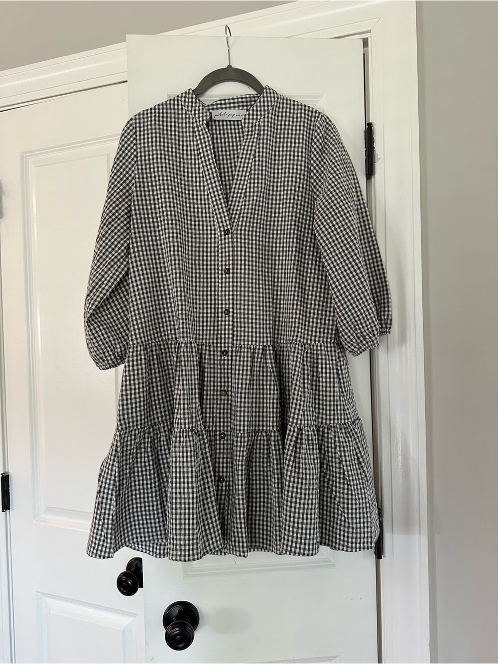 Petal & Pup Black and White Gingham Shirt Dress